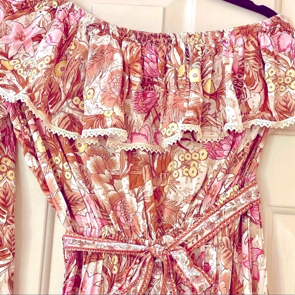 🌺🎉HP🎉🌺 NWT Spell & The Gypsy Jungle One Shoulder Dress - Picture 9 of 16